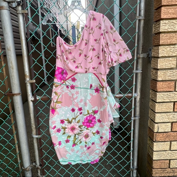 Belle Badgley Mischka Opal Floral One Shoulder Dress - Picture 9 of 14